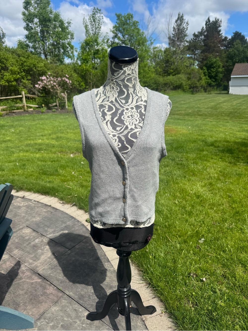 Abercrombie & Fitch Light Gray Knit Button-Front Vest